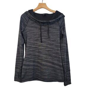 Women's HOT TOTTIES Top Performance Long Sleeve Cowl-Neck Hoodie Black Gray Med